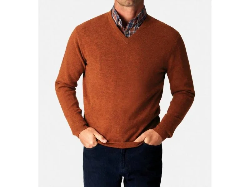 Shop the best clothing brands at amazing prices – Cashmere V-Neck Pullover Sweater In Spice Shop the best clothing brands at amazing prices – Cashmere V-Neck Pullover Sweater In Spice
