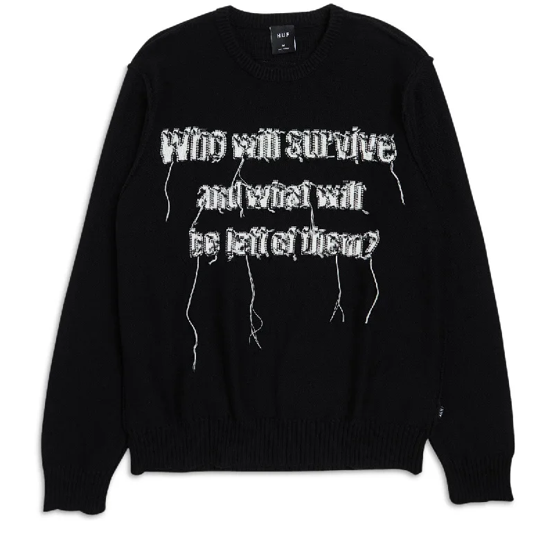 Shop affordable clothing – Limited-time only! Huf x Texas Chainsaw Massacre Survive Cable Knit Sweater - Black Shop affordable clothing – Limited-time only! Huf x Texas Chainsaw Massacre Survive Cable Knit Sweater - Black