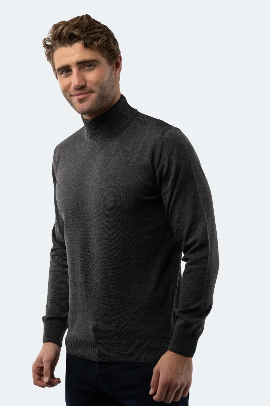 Time to shop! Men’s clothing deals you can’t resist. Melange Dark Grey Mockneck Sweater Time to shop! Men’s clothing deals you can’t resist. Melange Dark Grey Mockneck Sweater