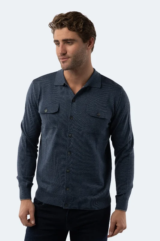 Exclusive offers on men’s wardrobe essentials – save more now! Melange Indigo Knit Cardigan Exclusive offers on men’s wardrobe essentials – save more now! Melange Indigo Knit Cardigan