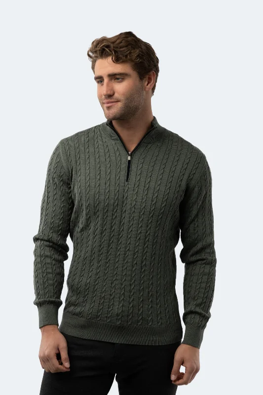 Shop men’s and women’s fashion at unbeatable prices today!  Melange Khaki Knit Quarter Zip