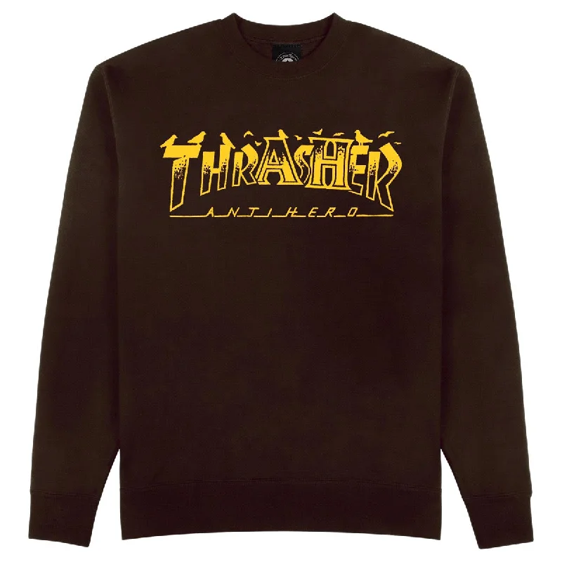 Shop stylish, comfortable men’s clothing at discounted prices. Thrasher x Anti-Hero Pigeon Mag Crewneck Sweater - Dark Chocolate Shop stylish, comfortable men’s clothing at discounted prices. Thrasher x Anti-Hero Pigeon Mag Crewneck Sweater - Dark Chocolate