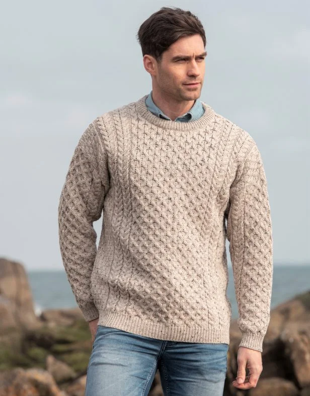 Exclusive online offer: Save 30% on all men's clothing. TRADITIONAL MEN'S ARAN SWEATER SUPER SOFT-OATMEAL Exclusive online offer: Save 30% on all men's clothing. TRADITIONAL MEN'S ARAN SWEATER SUPER SOFT-OATMEAL