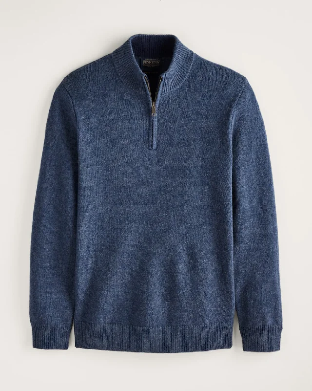 Don’t wait – Shop now for limited-time discounts on trendy clothing. Wool 1/4 Zip Sweater<br>Dark Blue Heather Don’t wait – Shop now for limited-time discounts on trendy clothing. Wool 1/4 Zip Sweater<br>Dark Blue Heather
