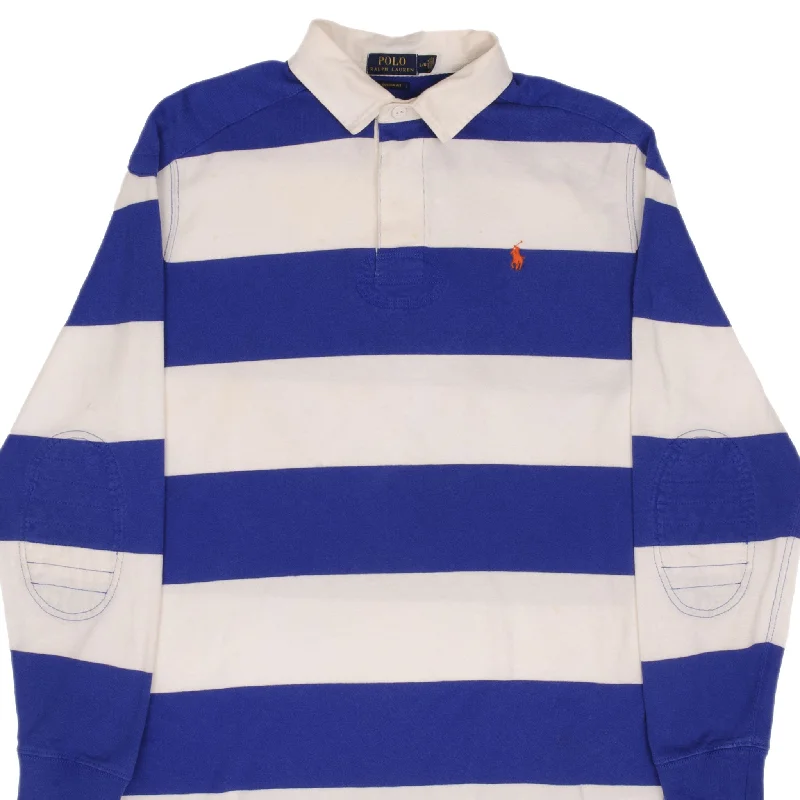 Shop the season’s best styles at discounted prices on men's clothing.  RALPH LAUREN BLUE & WHITE STRIPED RUGBY POLO SHIRT SIZE LARGE