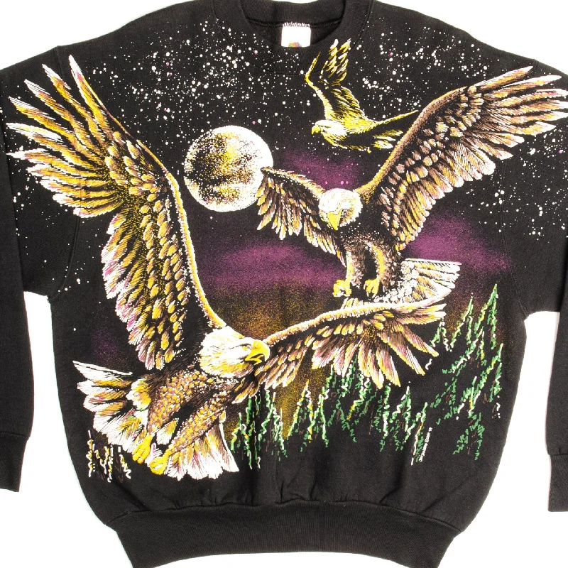 Upgrade your wardrobe with stylish clothing at discounted prices. VINTAGE ALL OVER PRINT BALD EAGLES SWEATSHIRT 1994 SIZE LARGE Upgrade your wardrobe with stylish clothing at discounted prices. VINTAGE ALL OVER PRINT BALD EAGLES SWEATSHIRT 1994 SIZE LARGE