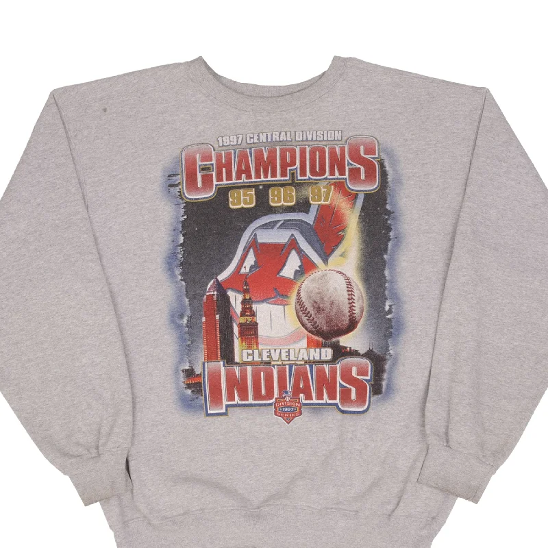 Huge savings on popular clothing styles – VINTAGE MLB CLEVELAND INDIANS CENTRAL DIVISION CHAMPIONS 1997 SWEATSHIRT LARGE Huge savings on popular clothing styles – VINTAGE MLB CLEVELAND INDIANS CENTRAL DIVISION CHAMPIONS 1997 SWEATSHIRT LARGE