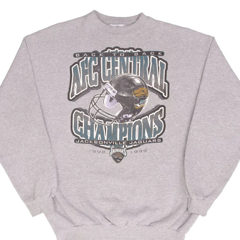 Shop the season’s best styles at discounted prices on men's clothing. VINTAGE NFL JACKSONVILLE JAGUARS AFC CHAMPIONS 1999 SWEATSHIRT SIZE LARGE Shop the season’s best styles at discounted prices on men's clothing. VINTAGE NFL JACKSONVILLE JAGUARS AFC CHAMPIONS 1999 SWEATSHIRT SIZE LARGE
