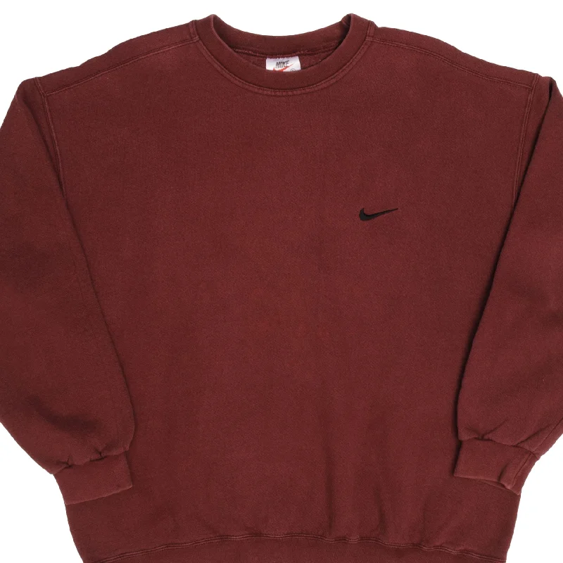 Big discounts – don’t miss out!  VINTAGE NIKE CLASSIC SWOOSH RED BORDEAUX SWEATSHIRT 1990S SIZE XL MADE IN USA