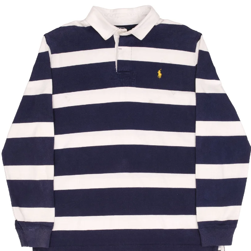 Don’t wait – Shop now for limited-time discounts on trendy clothing. VINTAGE RALPH LAUREN BLUE & WHITE STRIPED RUGBY POLO SHIRT 1990S SIZE XL Don’t wait – Shop now for limited-time discounts on trendy clothing. VINTAGE RALPH LAUREN BLUE & WHITE STRIPED RUGBY POLO SHIRT 1990S SIZE XL
