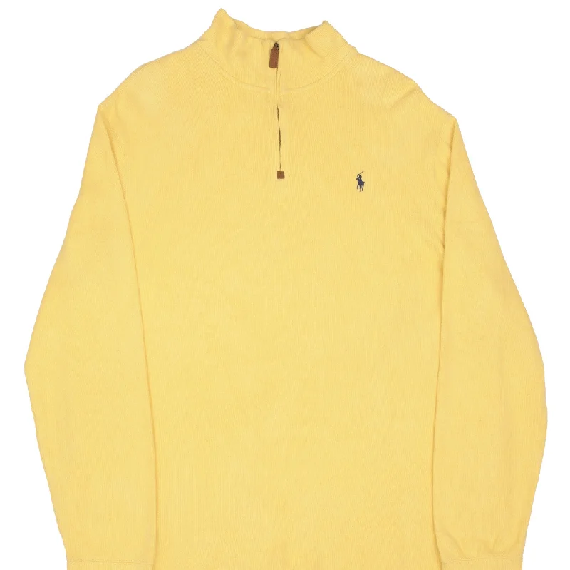 Massive discounts on all clothing items – Shop now for the best prices.  VINTAGE RALPH LAUREN YELLOW QUARTER ZIP SWEATER SIZE XL 1990S