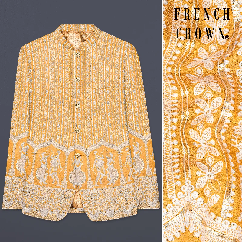 Huge savings on popular clothing styles – Apricot orange Sequins Embroidered Bandhgala Jodhpuri Huge savings on popular clothing styles – Apricot orange Sequins Embroidered Bandhgala Jodhpuri