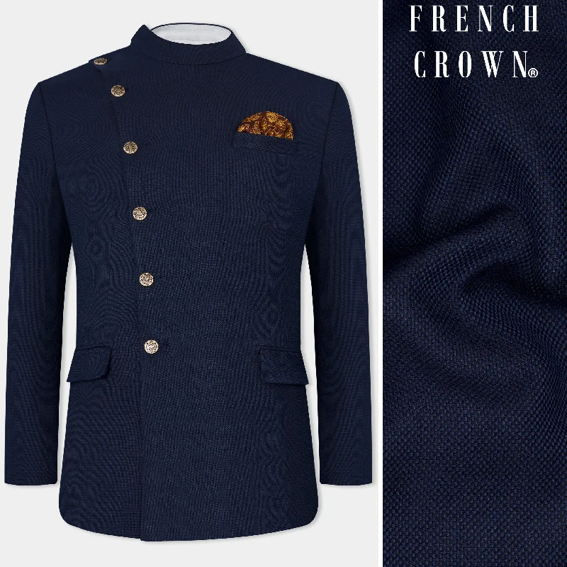 Get 25% off select men’s clothing when you shop online! Berkeley Blue Wool Rich Cross Placket Bandhgala Blazer Get 25% off select men’s clothing when you shop online! Berkeley Blue Wool Rich Cross Placket Bandhgala Blazer