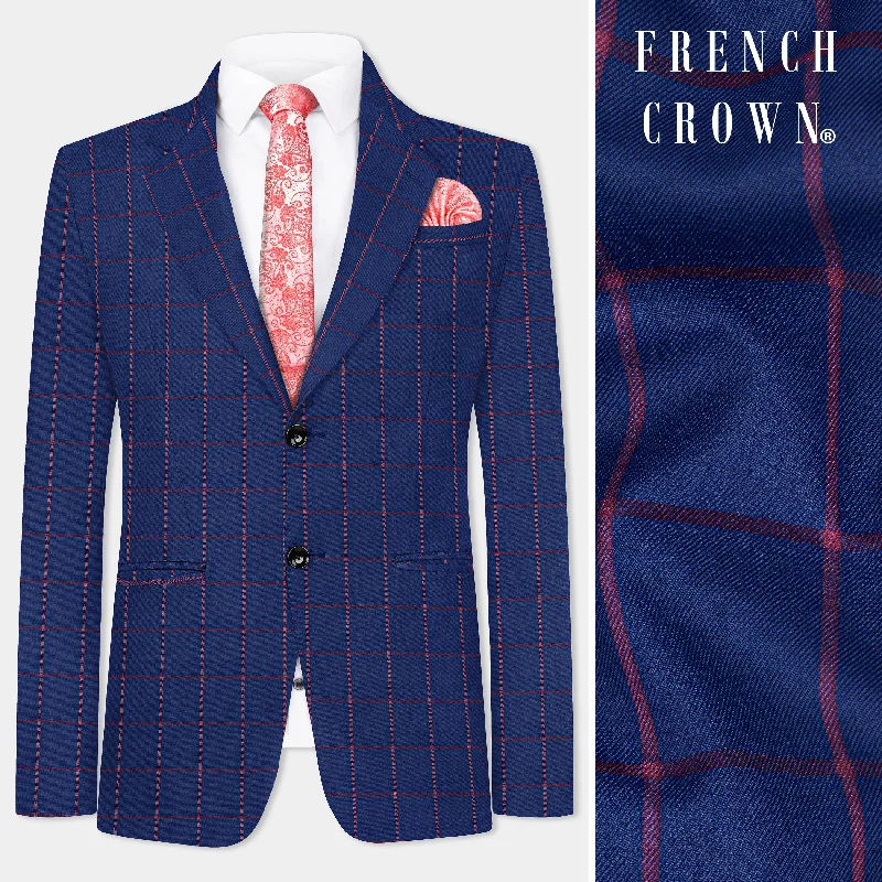 – Shop stylish items today! Biscay Blue with Raspberry Pink Windowpane Wool Blend Blazer – Shop stylish items today! Biscay Blue with Raspberry Pink Windowpane Wool Blend Blazer