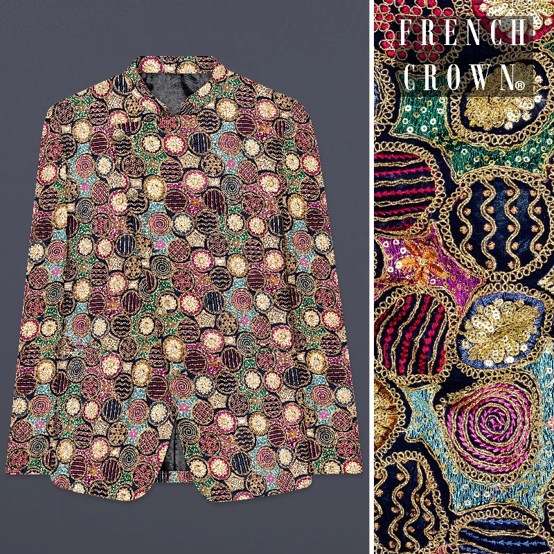 Exclusive online discounts – Shop clothing for every occasion! Black with Multicolor Heavy Embroidered Cross Placket Bandhgala Jodhpuri Exclusive online discounts – Shop clothing for every occasion! Black with Multicolor Heavy Embroidered Cross Placket Bandhgala Jodhpuri