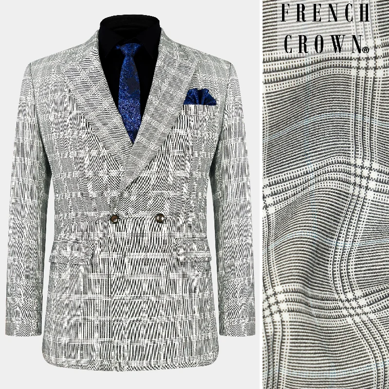 Shop the latest fashion trends with huge savings on all clothing. Bronco Gray and White Plaid Double Breasted Blazer Shop the latest fashion trends with huge savings on all clothing. Bronco Gray and White Plaid Double Breasted Blazer