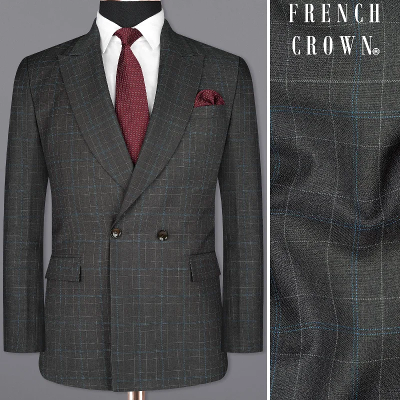 Huge deals on men’s clothing – Limited-time only!  Cape Cod Gray Super fine Checkered Double Breasted Wool Rich Blazer