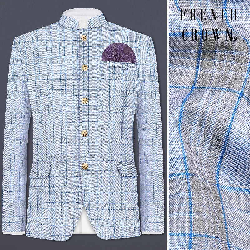 Big discounts – Shop now for amazing deals. Carolina Blue Plaid Wool Blend Bandhgala Blazer Big discounts – Shop now for amazing deals. Carolina Blue Plaid Wool Blend Bandhgala Blazer
