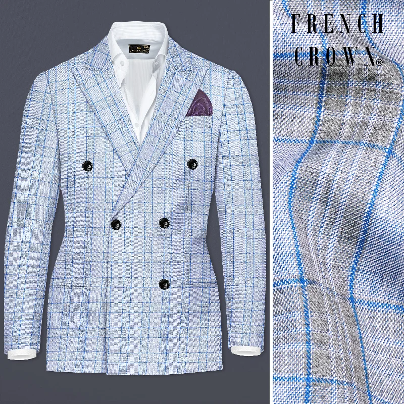 Shop the best clothing sale – Limited-time offer. Carolina Blue Plaid Wool Blend Double Breasted Blazer Shop the best clothing sale – Limited-time offer. Carolina Blue Plaid Wool Blend Double Breasted Blazer