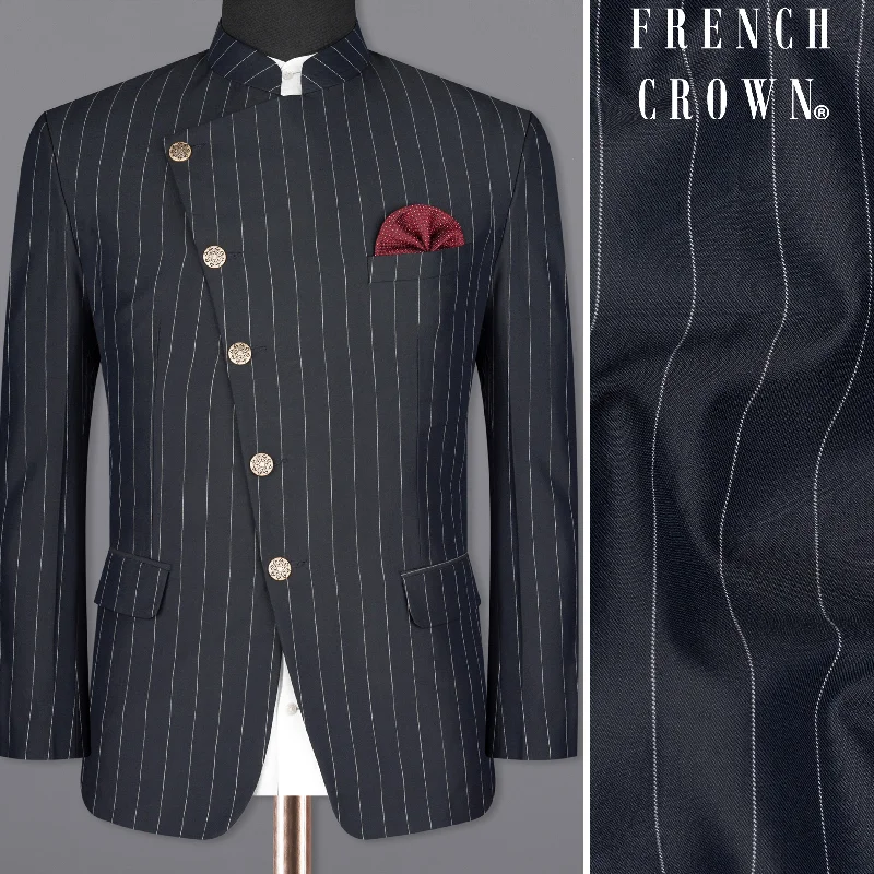 Take advantage of our men’s fashion sale – it’s your time to save! Charcoal Striped Cross Placket Wool Rich Bandhgala Blazer Take advantage of our men’s fashion sale – it’s your time to save! Charcoal Striped Cross Placket Wool Rich Bandhgala Blazer