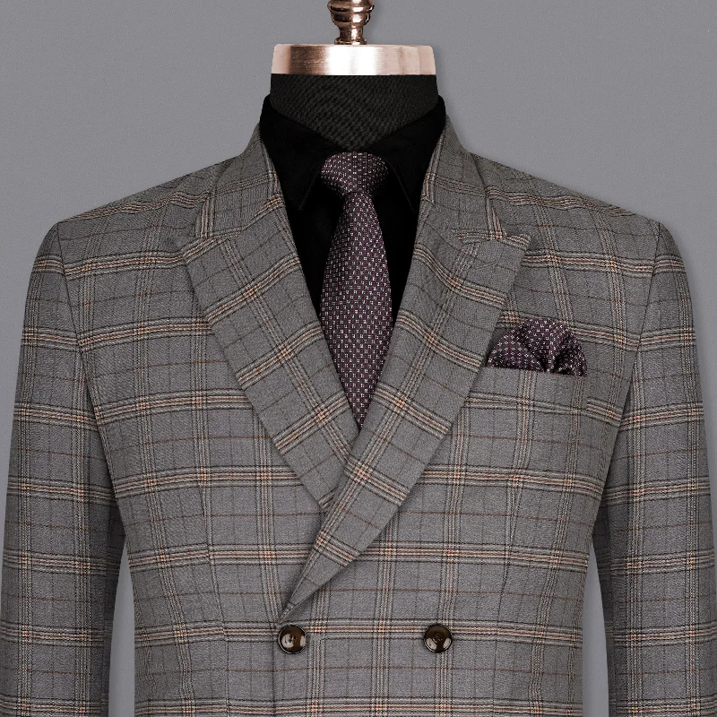 Exclusive online offer: Save 30% on all men's clothing. Chicago Gray Super fine Plaid Double Breasted Wool Rich Blazer Exclusive online offer: Save 30% on all men's clothing. Chicago Gray Super fine Plaid Double Breasted Wool Rich Blazer