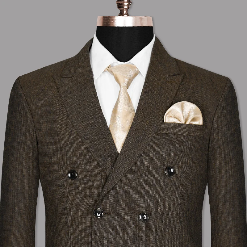 Flash discounts on men’s clothing – Don’t miss out! Chocolate Brown Linen Double Breasted Blazer Flash discounts on men’s clothing – Don’t miss out! Chocolate Brown Linen Double Breasted Blazer