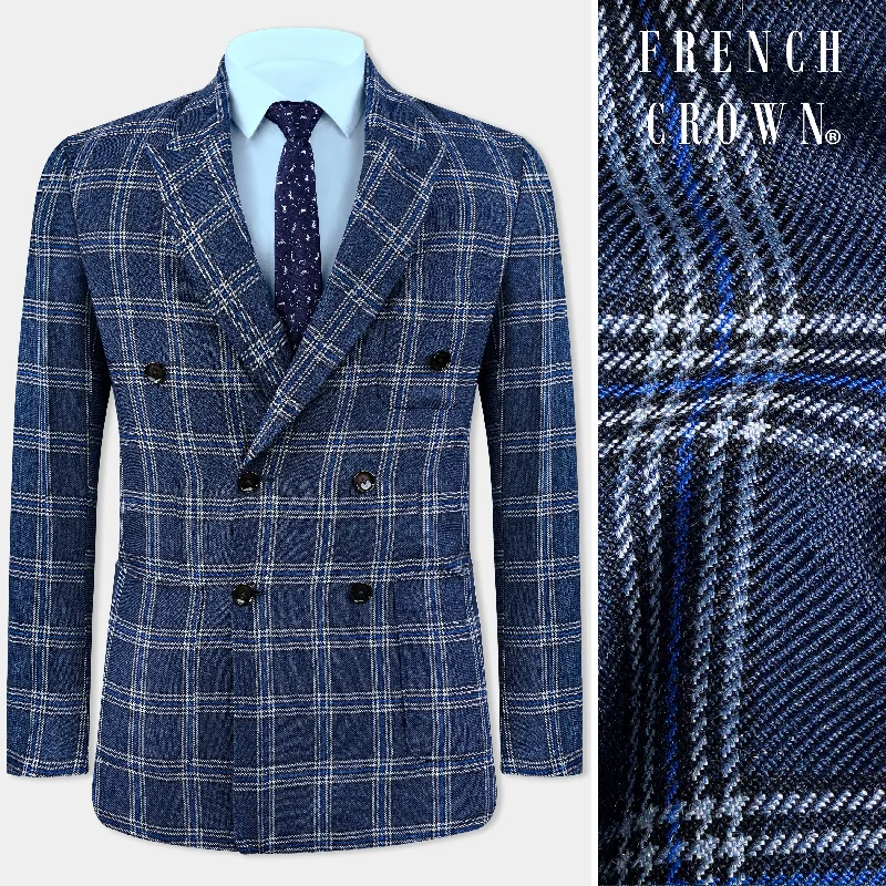 Exclusive offers on men’s wardrobe essentials – save more now! Cloud Blue and White Plaid Tweed Double Breasted Blazer Exclusive offers on men’s wardrobe essentials – save more now! Cloud Blue and White Plaid Tweed Double Breasted Blazer