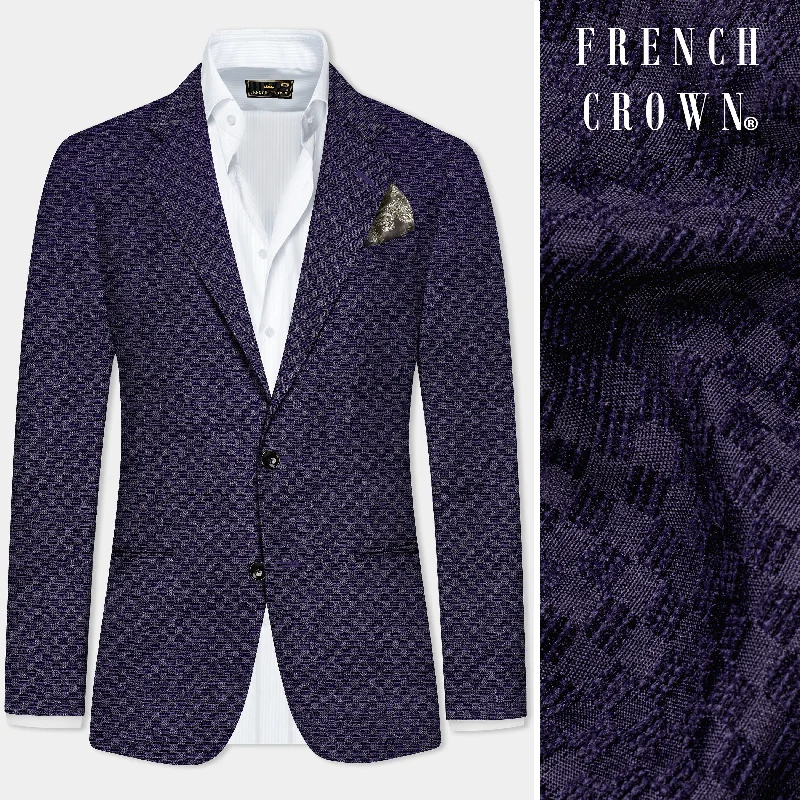 Shop the latest trends in men's clothing at unbeatable prices. Ebony Purple Checkerboard Jacquard Textured Designer Blazer Shop the latest trends in men's clothing at unbeatable prices. Ebony Purple Checkerboard Jacquard Textured Designer Blazer