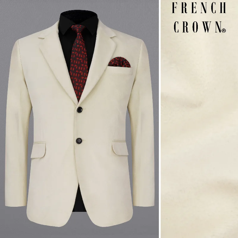Best clothing deals of the season – Shop now and enjoy big savings.  Eggshell Cream Single Breasted Premium Velvet Designer Blazer