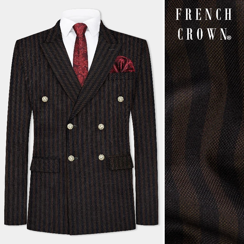 Shop exclusive offers on men’sapparel Eternity Brown With Vulcan Black Striped Wool Blend Double Breasted Blazer Shop exclusive offers on men’sapparel Eternity Brown With Vulcan Black Striped Wool Blend Double Breasted Blazer