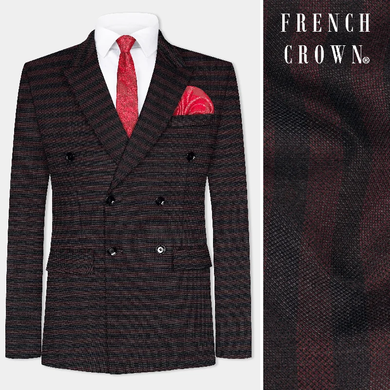 Shop affordable clothing for every season – Big savings this weekend only!  Gondola Brown and Mirage Blue Striped Wool Rich Double Breasted Sports Blazer