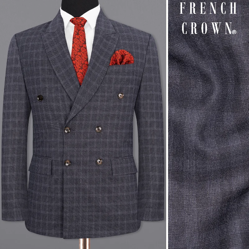 Shop men’s clothing for all seasons – Save big today! Gravel Gray Plaid Double Breasted Blazer Shop men’s clothing for all seasons – Save big today! Gravel Gray Plaid Double Breasted Blazer