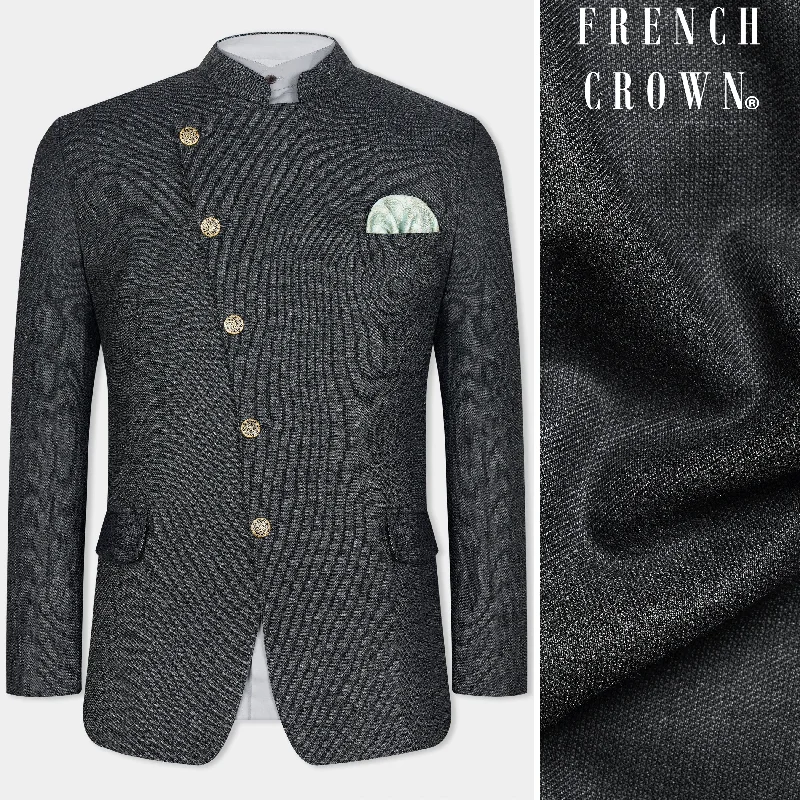 Limited-time offer – Shop top-rated clothing with massive discounts! Gunmetal Grey Cross Placket Wool Rich Bandhgala Blazer Limited-time offer – Shop top-rated clothing with massive discounts! Gunmetal Grey Cross Placket Wool Rich Bandhgala Blazer