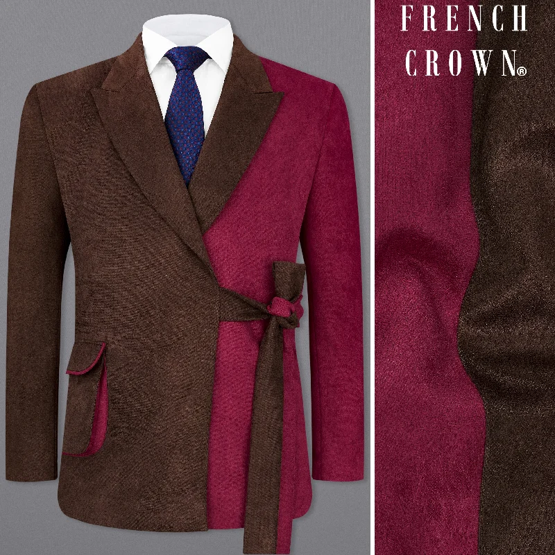 Best deals fashion – Don’t miss the latest clothing discounts. Half Eclipse Brown and Half Claret Red Velvet Designer Blazer With Knot Closure Best deals fashion – Don’t miss the latest clothing discounts. Half Eclipse Brown and Half Claret Red Velvet Designer Blazer With Knot Closure