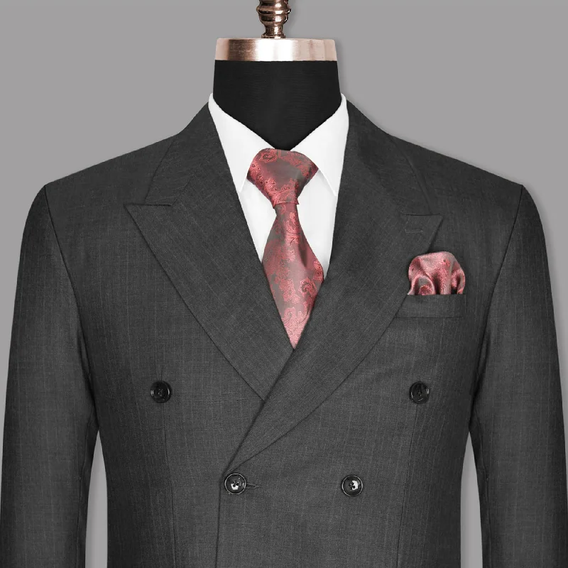  – Shop stylish items today!  Heavy Metal grey Subtle Checked Double Breasted Blazer