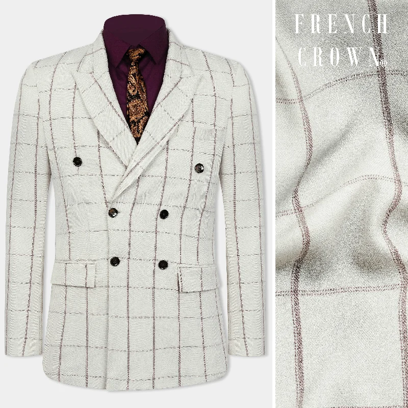 Save on stylish, high-quality clothing for every occasion – Iron Cream Windowpane Wool Rich Double Breasted Blazer Save on stylish, high-quality clothing for every occasion – Iron Cream Windowpane Wool Rich Double Breasted Blazer