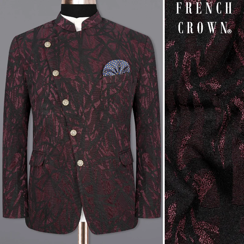 Seasonal fashion sale – Save on all your wardrobe essentials today! Jade Black and Puce Cross Placket Bandhgala Designer Blazer Seasonal fashion sale – Save on all your wardrobe essentials today! Jade Black and Puce Cross Placket Bandhgala Designer Blazer
