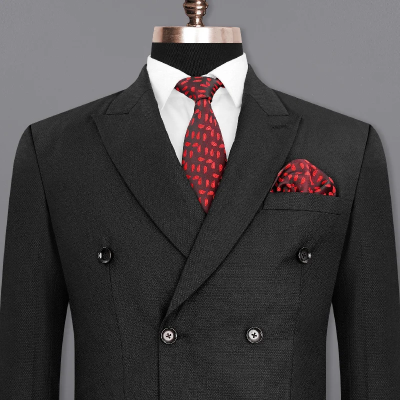Upgrade your wardrobe with stylish clothing at discounted prices. Jade Black diamond textured Double Breasted Blazer Upgrade your wardrobe with stylish clothing at discounted prices. Jade Black diamond textured Double Breasted Blazer
