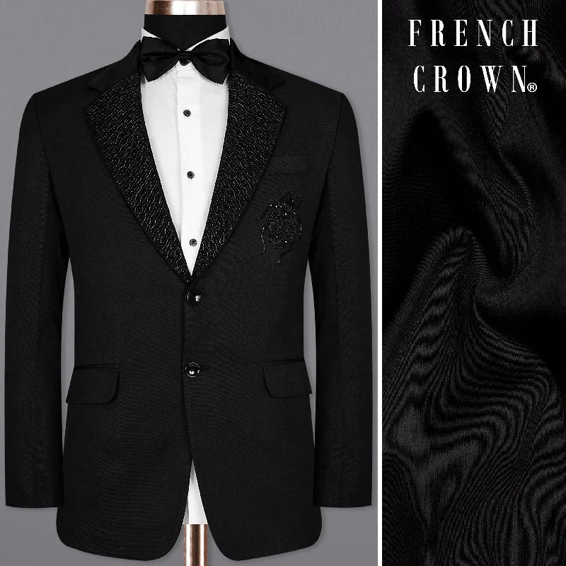 Exclusive offers on men’s wardrobe essentials – save more now! Jade Black Subtle Sheen Ladybird Patterned Wool Rich Tuxedo Blazer Exclusive offers on men’s wardrobe essentials – save more now! Jade Black Subtle Sheen Ladybird Patterned Wool Rich Tuxedo Blazer