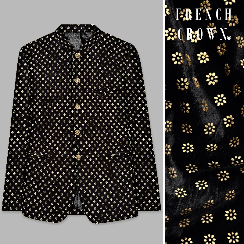 Shop stylish fashion – Get huge savings on men’s clothing. Jade Black Velvet Golder Flower Printed Designer Bandhgala Jodhpuri Shop stylish fashion – Get huge savings on men’s clothing. Jade Black Velvet Golder Flower Printed Designer Bandhgala Jodhpuri