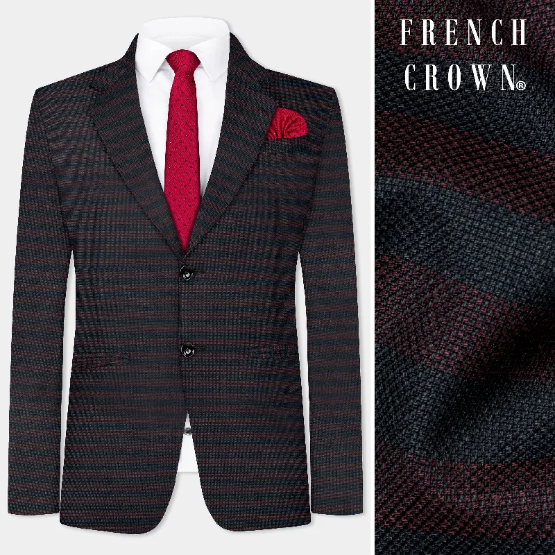 Shop the best fashion at unbeatable prices – Limited time only. Jade Black with Shark Brown Striped Wool Blend Blazer Shop the best fashion at unbeatable prices – Limited time only. Jade Black with Shark Brown Striped Wool Blend Blazer