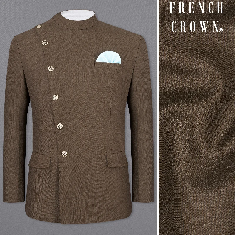 Flash sale: Save big on men's clothing this weekend!  Judge Brown Cross Placket Bandhgala Blazer