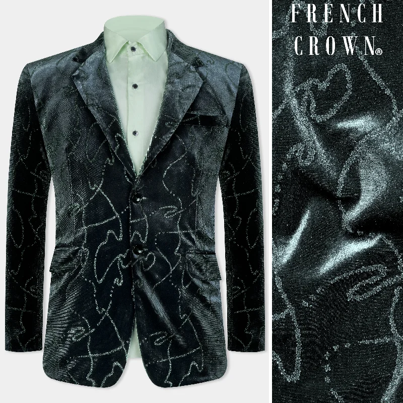 Shop affordable and stylish clothing – Limited-time discounts. Kombu Green Stonework Velvet Designer Blazer Shop affordable and stylish clothing – Limited-time discounts. Kombu Green Stonework Velvet Designer Blazer