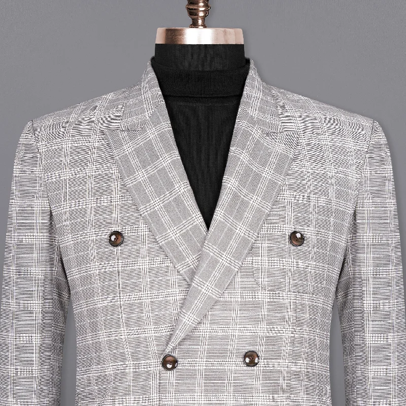 Shop stylish and affordable clothes – Mercury Grey Plaid Woolrich Double-Breasted Blazer Shop stylish and affordable clothes – Mercury Grey Plaid Woolrich Double-Breasted Blazer