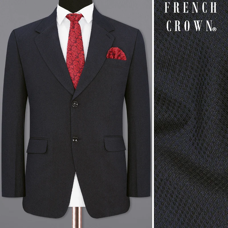  – Shop stylish items today!  Mirage Blue Diamond Textured Single Breasted Blazer