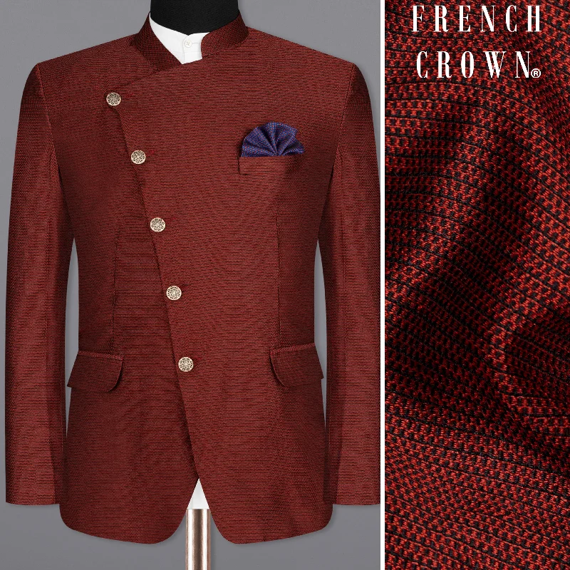 Shop new arrivals in clothing and save – Moccaccino Red Cross Placket Bandhgala Designer Blazer Shop new arrivals in clothing and save – Moccaccino Red Cross Placket Bandhgala Designer Blazer