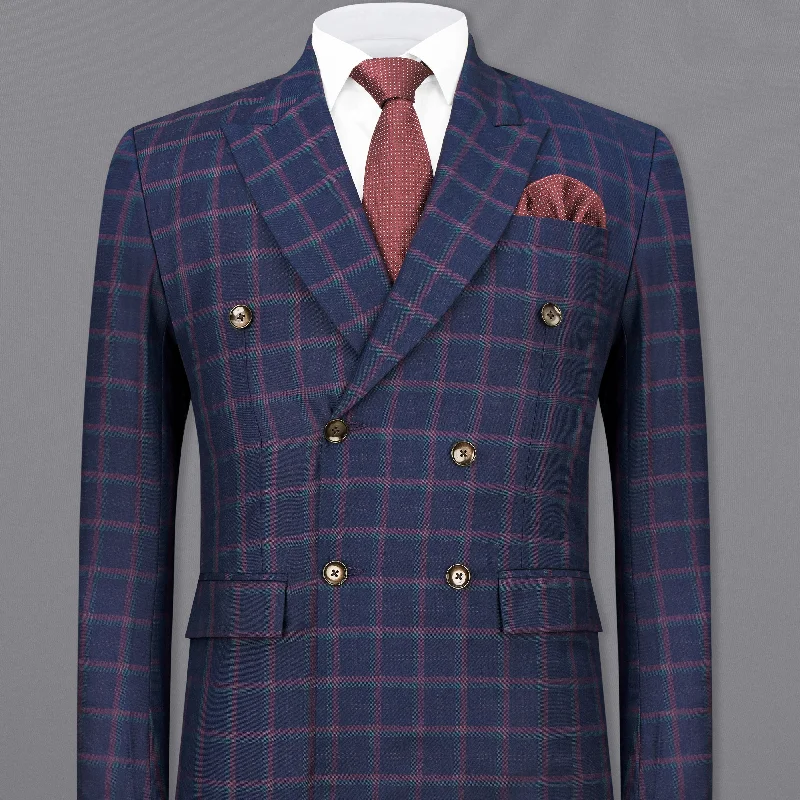 Time to shop! Men’s clothing deals you can’t resist. Outer Space Blue Plaid Double Breasted Blazer Time to shop! Men’s clothing deals you can’t resist. Outer Space Blue Plaid Double Breasted Blazer