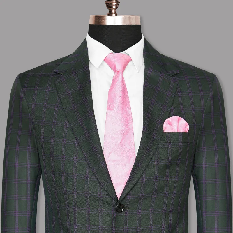 Don’t miss out – Limited-time   Phthalo Green Windowpane Wool Blend Blazer