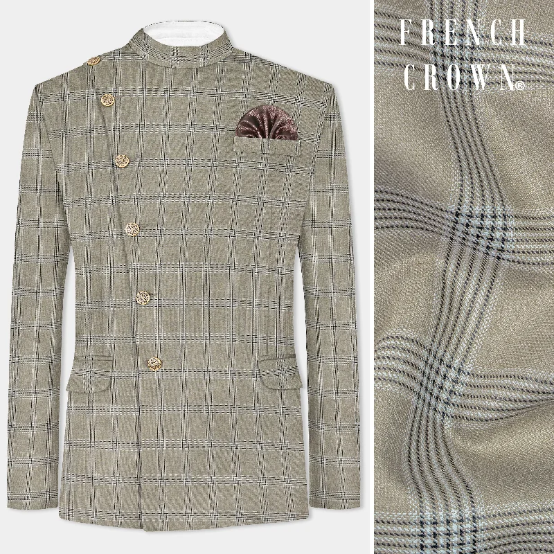 Shop now for affordable fashion – Enjoy free shipping on clothing orders. Sandrift Cream Plaid Wool Blend Cross Placket Bandhgala Blazer Shop now for affordable fashion – Enjoy free shipping on clothing orders. Sandrift Cream Plaid Wool Blend Cross Placket Bandhgala Blazer