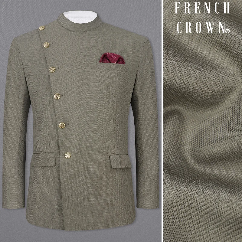  – Shop stylish items today!  Sandstone Brown Cross Placket Bandhgala Blazer